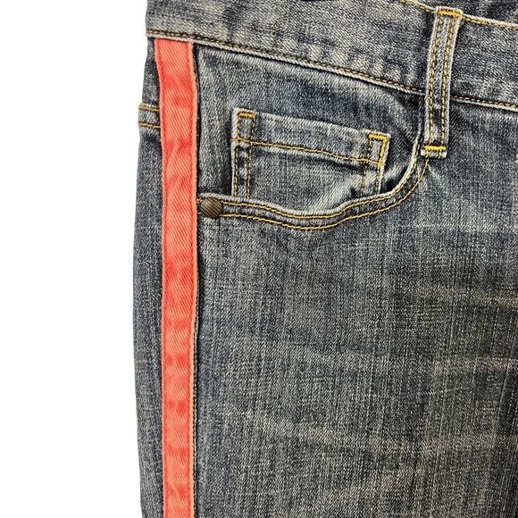 Cabi Johnny Tux Red Stripe Cropped Ankle Jeans Size 6 Blue Denim Stretch Comfort - Picture 4 of 12